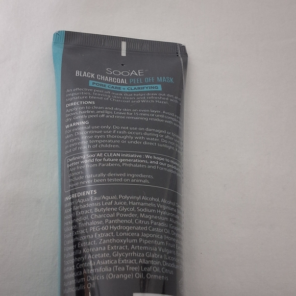Soo'AE Black Charcoal Peel Off Mask, Pore Care + Clarifying, Made In Korea, NEW - Picture 3 of 9